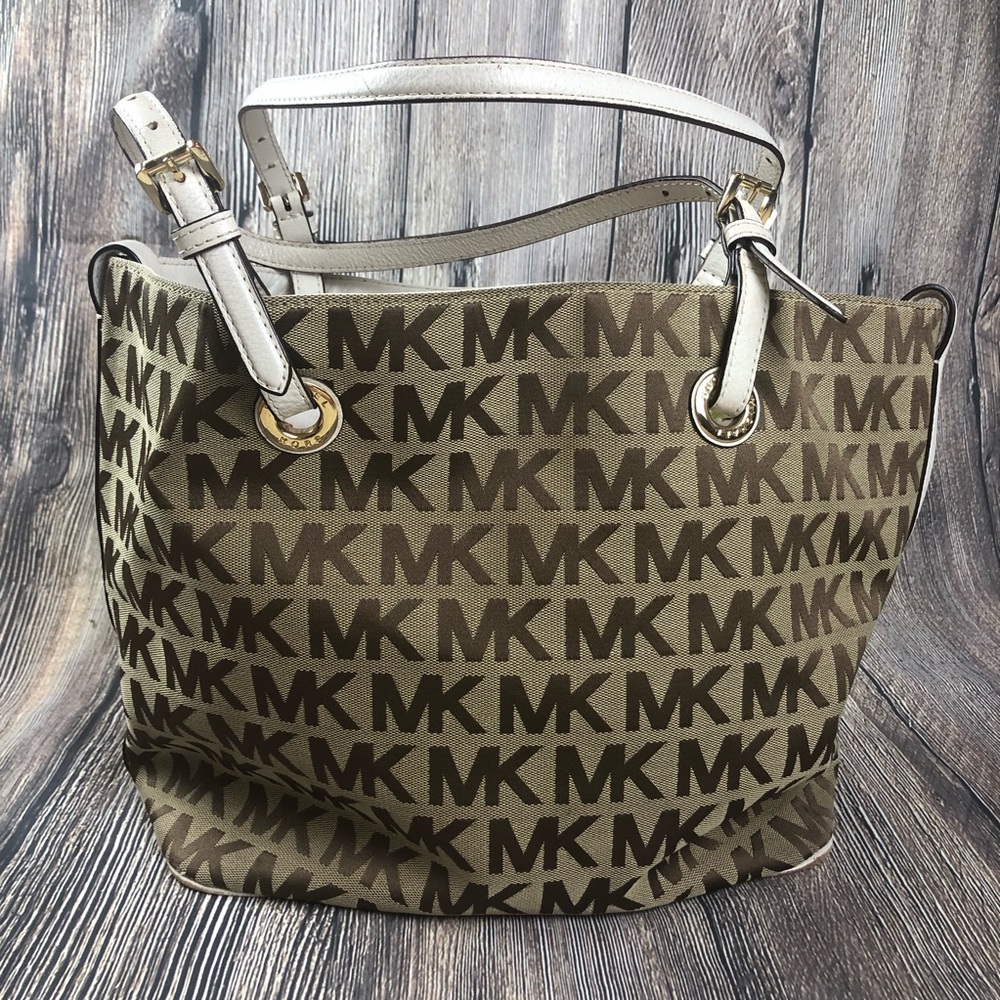 Michael Kors Tan And Brown Logo Shoulder Bag